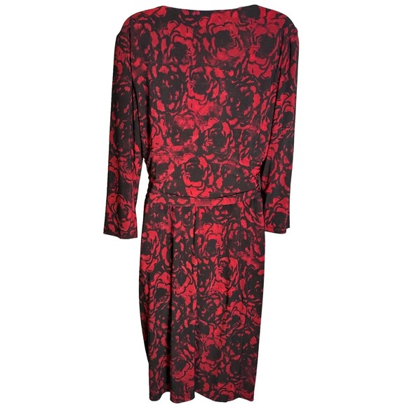 Lauren Ralph Lauren Red Black Stretch Jersey 10 Long Sleeve Holiday Xmas - Picture 2 of 13